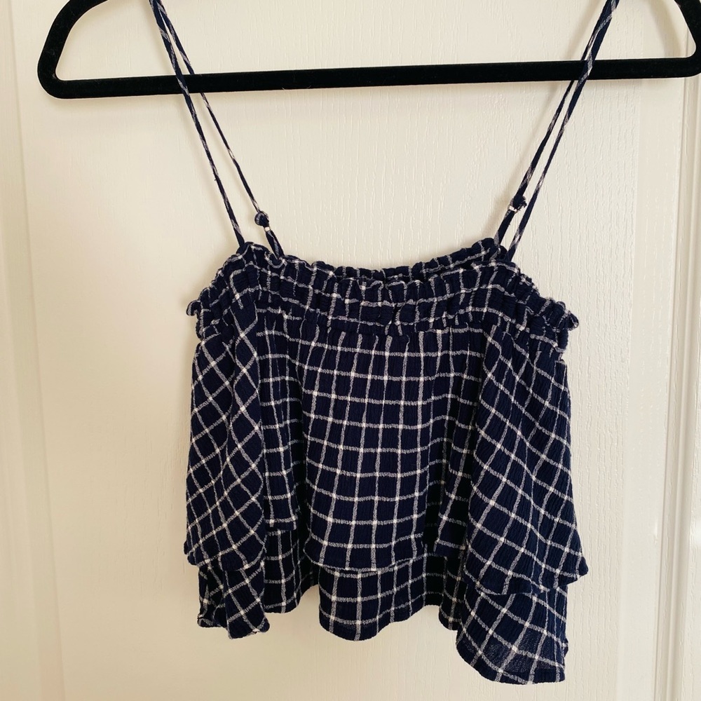 BP Blue Plaid Crop Top